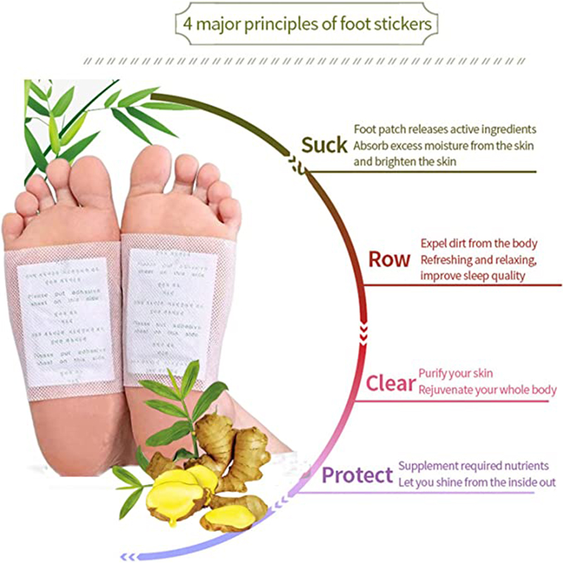 Detox Foot Patch - 10 Stück Entgiftungs-Fußpflaster gegen Schwellungen, Ingwer-Fußpflaster,