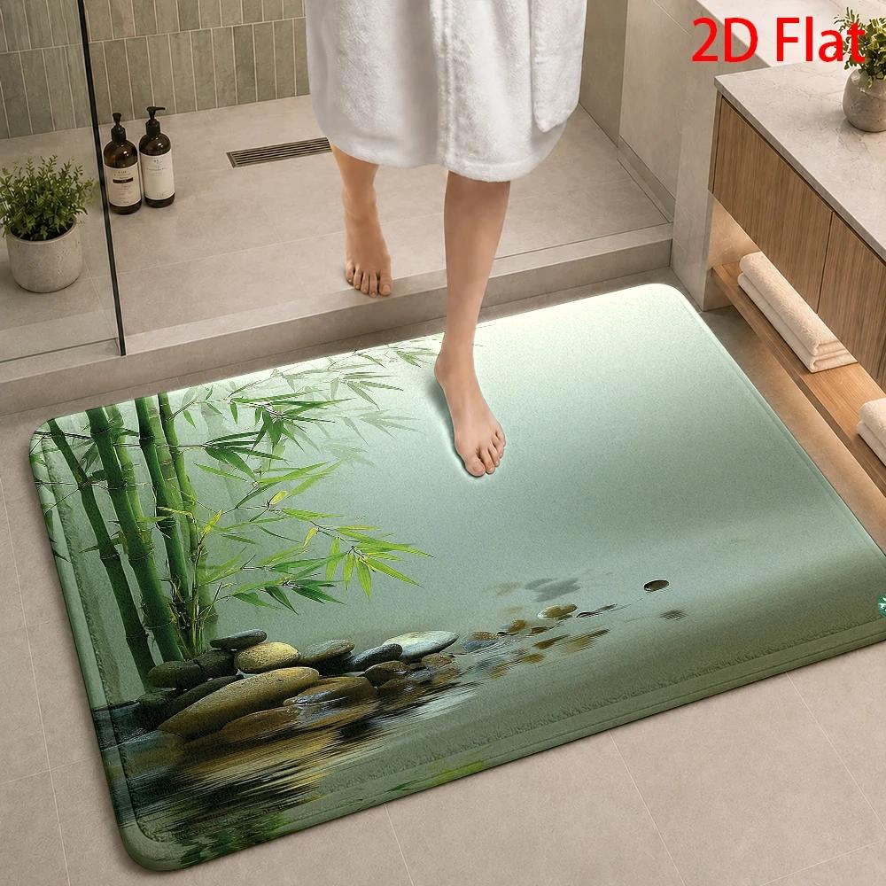 Bamboo Bath Mat - Wasserdichter Badezimmerteppich aus Bambus mit Zen-Design,