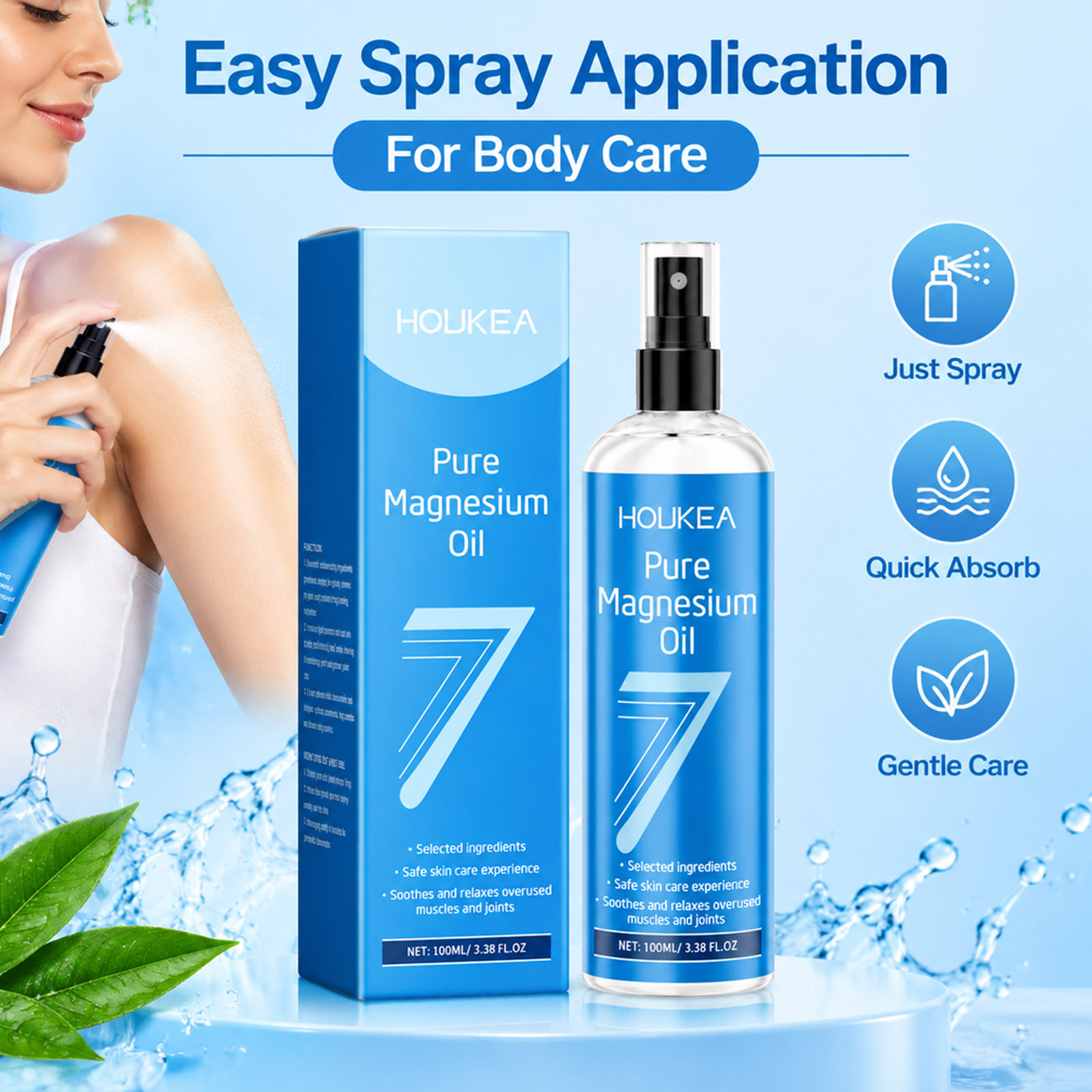 Bath Salts Magnesium - Reines Magnesiumöl-Spray 100ml Müde-Muskel-Pflege Körperpflege Tiefenwirksame